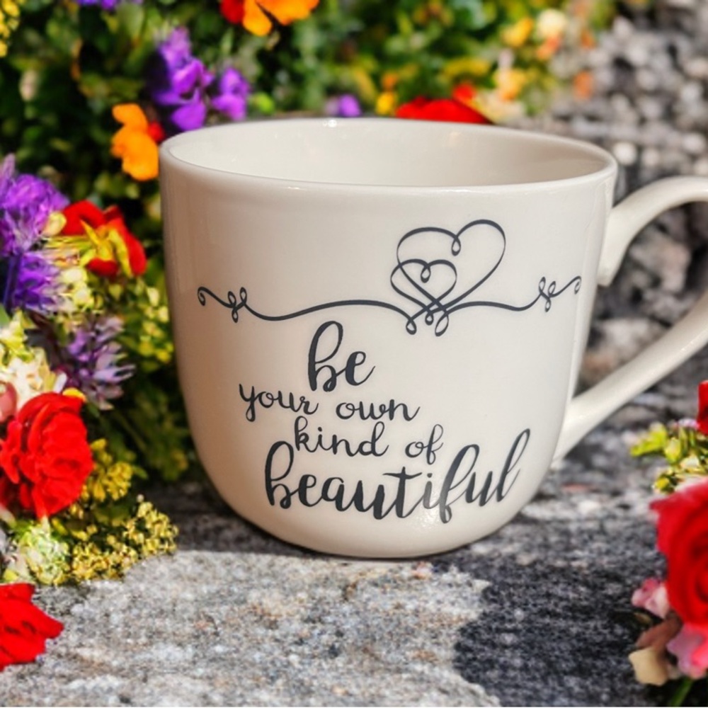 Charming White Porcelain Mug with Inspirational Quote